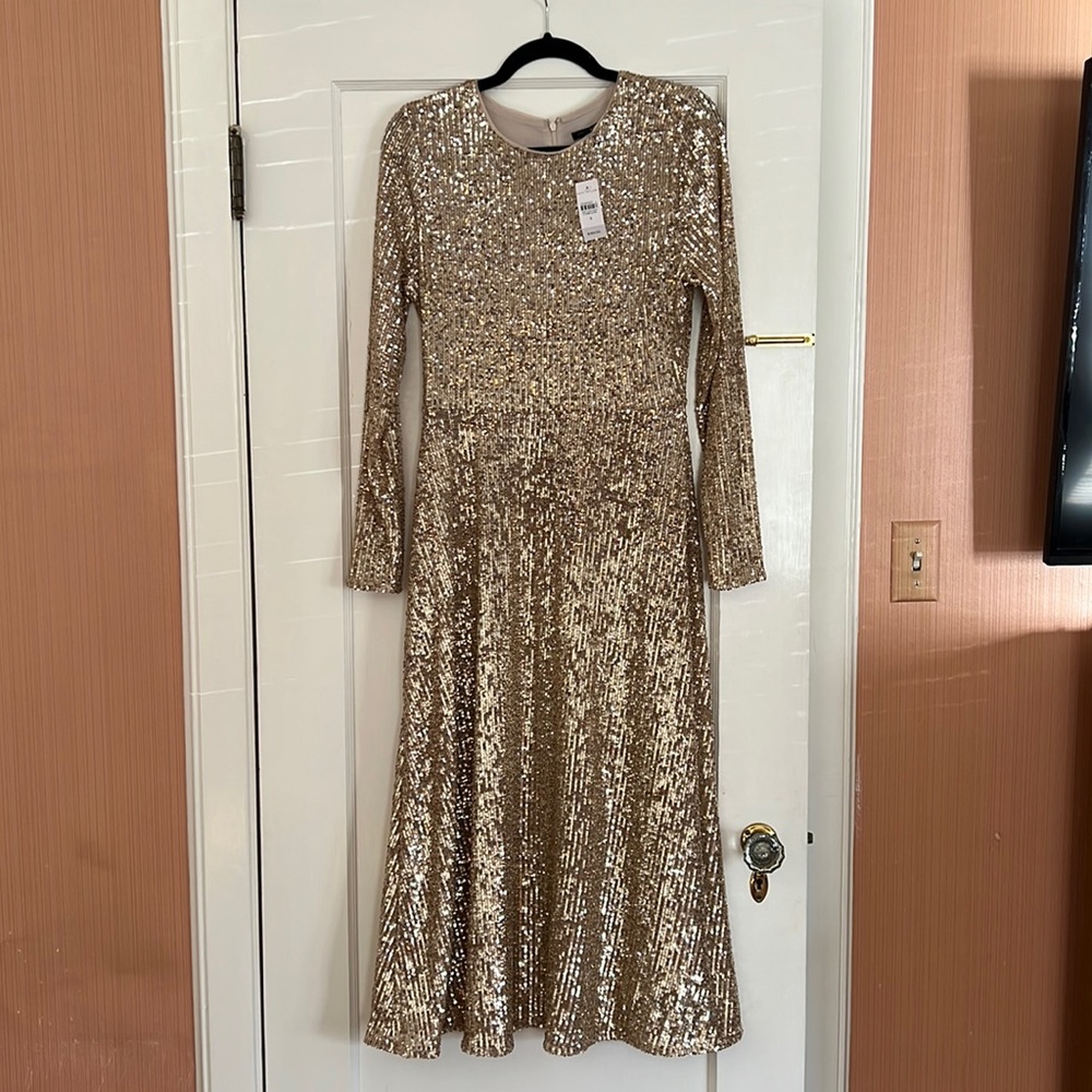 Ann Taylor Gold Sequin Dress